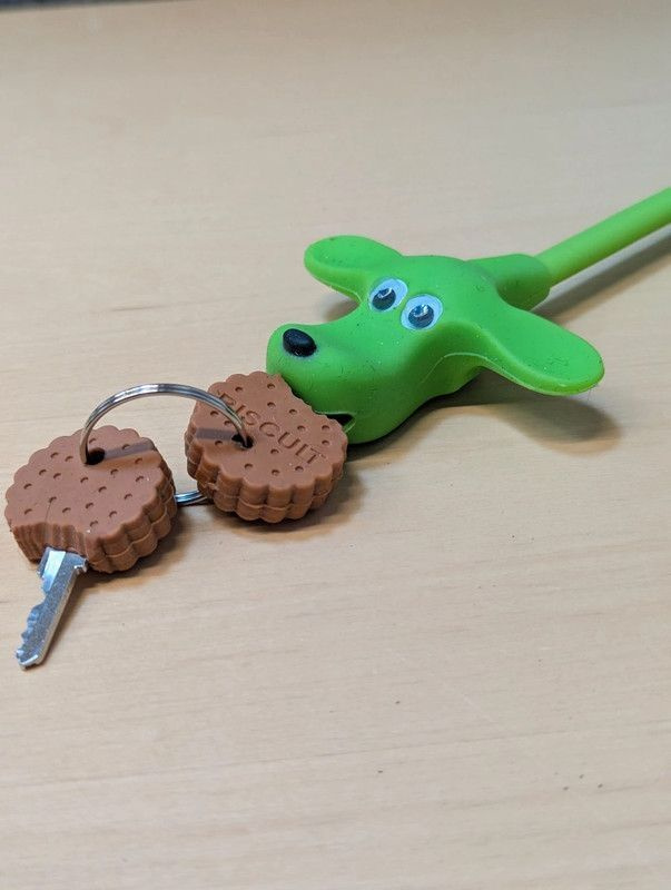 Bike Lock – Green Dog + Biscuit Keyrings