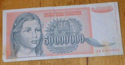 Jugoslavia 50 miljoonan dinaran seteli
