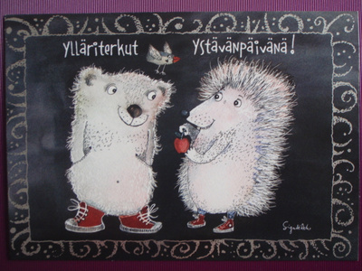 Siili tarjoaa omenaa ystävälle