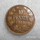 10 penniä 1905 siistikuntoinen lahes kulumaton raha. - pikkukuva 1