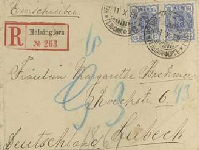 1889 25p pari R-kirje Saksaan