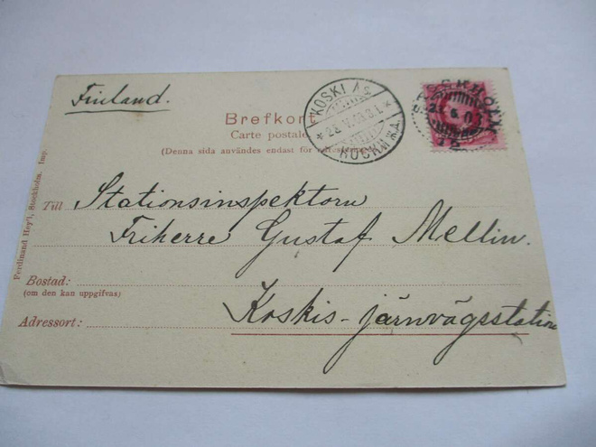 1903 Ruotsi kortti os asemapäällikkö, Koski As.