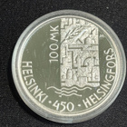 100mk hopeinen juhlaraha Helsinki 450V Proof - pikkukuva 2