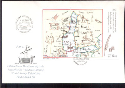 åålpm . FDC . FILATEELINEN MAAILMANNÄYTTELY . 1985 .