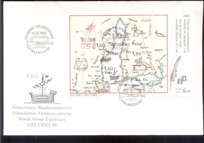 åålpm . FDC . FILATEELINEN MAAILMANNÄYTTELY . 1985 .