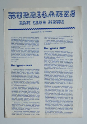 Hurriganes Fan Club News jäsenlehti 5 toukokuu 1976