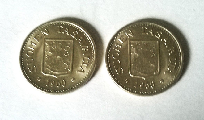 2 kpl 100 mk 1960, hopea