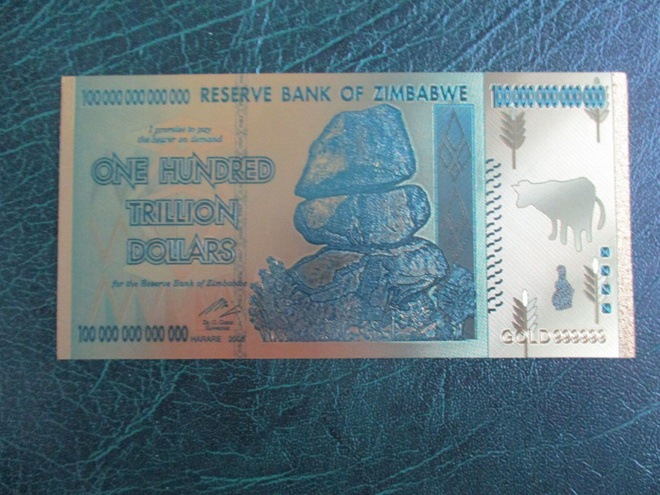ZIMBABWE ONE HUNRED TRILJON DOLLAR GOLD (K12-86)