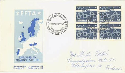 Tanska Mi 454 FDC