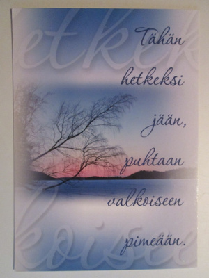 KULKEMATON HIENO ILTARUSKO MIETELAUSE MAISEMAKORTTI
