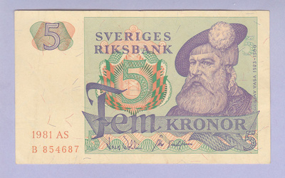 Ruotsi 5 Kronor v.1981 P-51d