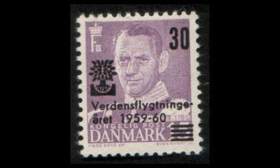 Tanska 377 ** Frederik IX pakolaisvuosi 30/15 öre (1960)