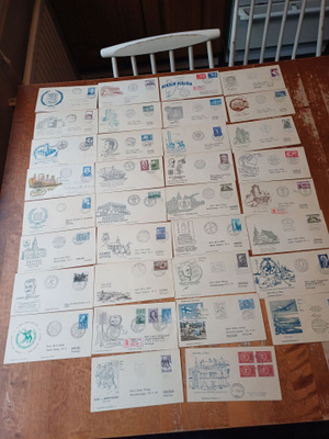 1950-1958 34 eri ensipäiväkuorta. Lape yht.273e