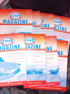 8 kpl FMA Finnish Mopar Association jäsenlehtiä  ( SIS POSTI