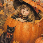 Halloween tyttö kurkistaa kurpitsan sisältä - pikkukuva 1
