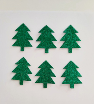 KOHOTARRA "Kuuset".. glitteriä  n. 6 cm  6 kpl yht.hint.