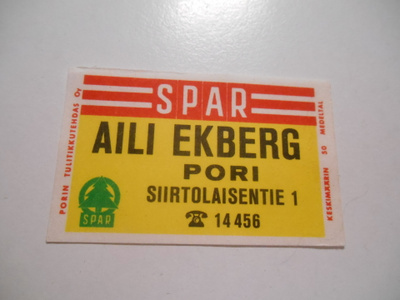 TT Etiketti SPAR Aili Ekberg Pori