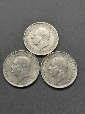 Ruotsi 5 Kr 1972, 3kpl