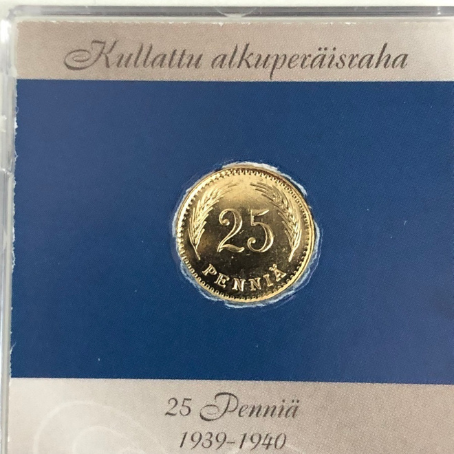 25 penniä 1940 - Kullattu alkuperäisraha