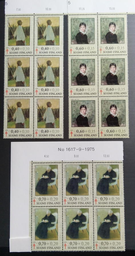 TUB-sarja 1975 postituoreena, 6 kpl arkinpalat