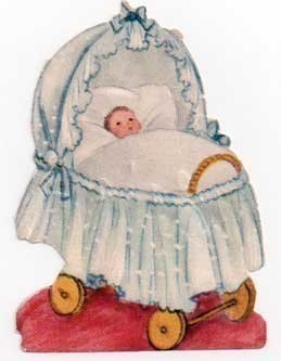 AFKH 19 / Vauva röyhelövuoteessa. 1950-l.