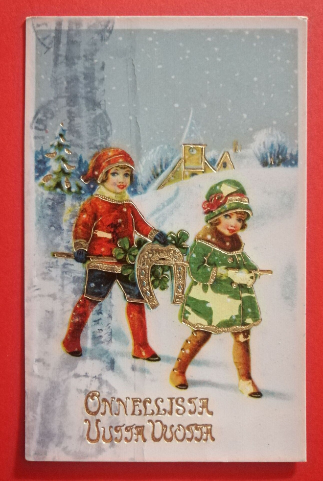 Vanha uudenvuoden kortti kulk. 1944