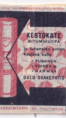 Oulu Osakeyhtiö. Kestokate  Bitumihuopa   b605