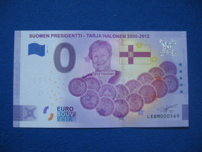 0-euron seteli: presidentti Tarja Halonen 2000-2012
