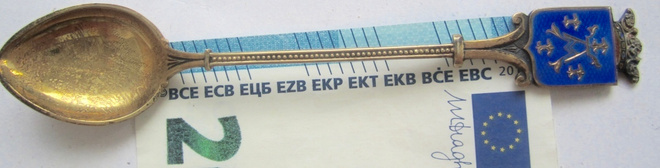 VANHA Lusikka Turku Vaakuna Hopeaa 1977 Emali UPEA