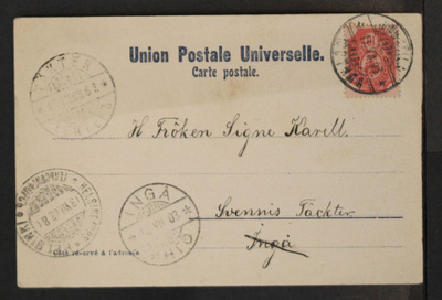 # 23984 # Lavola kortti Juustila>Helsinki> Ingå>Täkter-1903