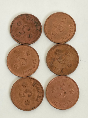 5 penniä 1932 6kpl