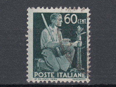 Italia 1945 Mi 687 Gardener Tying Sapling to Stake
