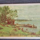 W.Toppelius: rantamaisema, mökki ja  laituri, kulk 1947 - pikkukuva 1
