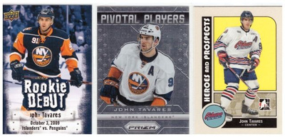 3 x JOHN TAVARES New York Islanders Rookie Ym. Kortteja
