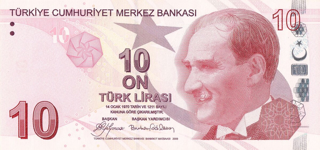 Turkki 10 Lira v.2022 UNC P-223f