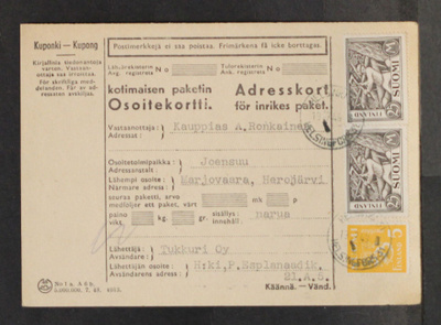 # 22972 # Osoitekortti Helsinki 31 > Joensuu