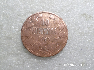10  penniä  1865  paljon mailmaa  nähnyt kl 4-5   ,