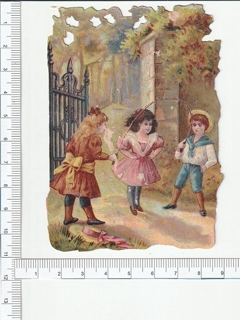 * lapset hyppii narua , vanha kuva, 10,5 x 7,5 cm *