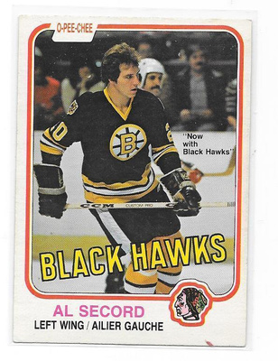 1981-82 OPC #72 Al Secord Chicago Blackhawks gooni