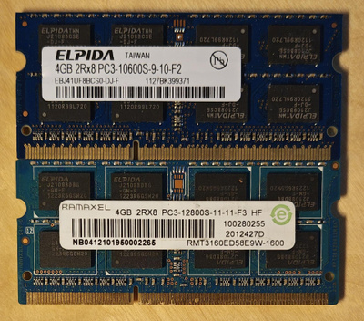 Elpida DDR3 SODIMM-muistit 2x4GB