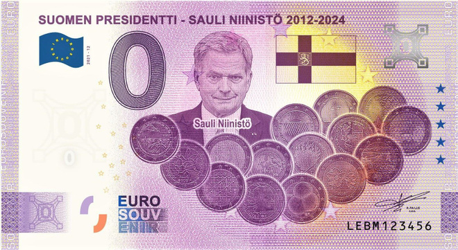 *NOLLA-EURO*2021*SUOMEN 12. PRESIDENTTI*SAULI NIINISTÖ*