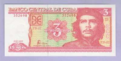 Kuuba 3 Pesos v.2005 UNC P-127 (Che Guevara)