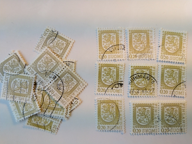 Malli 1975 Vaakuna oliivi postimerkki 0,20 markkaa