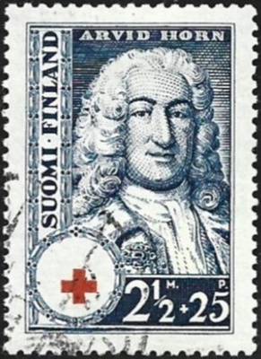 1936 Punainen Risti 2 ½ mk + 25 p leimattu LaPe 196
