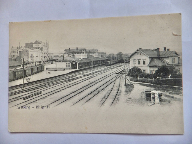VANHA Postikortti Viipuri Rautatie Asema Juna 1907