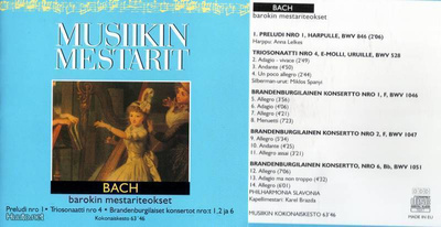Musiikin mestarit no 30 : Bach - Barokin mestariteokset CD
