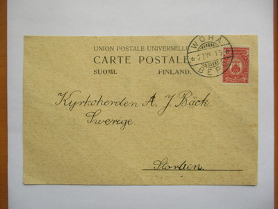 1913 Wörå SV 4 kop kortti Ruotsiin
