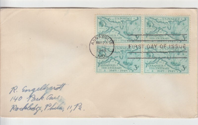 USA FDC 1949  nelilöllä