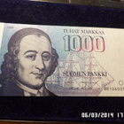 1000 mk 1986  Ilman Litt.  8010602942  ALE /Pun  taittamaton - pikkukuva 3
