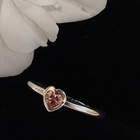 Spinning jewelry. 925 hopea sydän sormus pinkki kivi. 16,5mm - pikkukuva 1